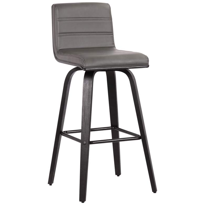 Image 2 Armen Living Vienna 29 1/2" Gray Faux Leather Modern Swivel Bar Stool