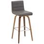 Thumbnail2 of Armen Living Vienna 29 1/2" Walnut Gray Faux Leather Swivel Bar Stool