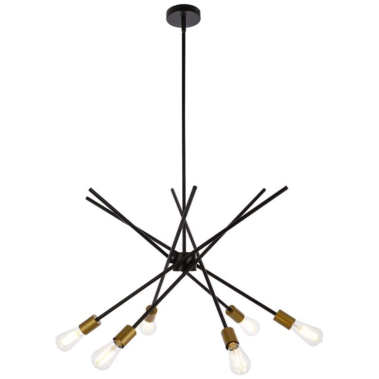 Image 1 Armin 6 Lts Pendant In Black With Brass