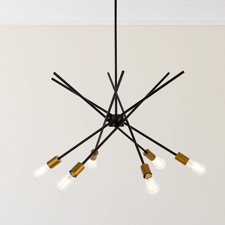 Image 1 Armin 6 Lts Pendant In Black With Brass