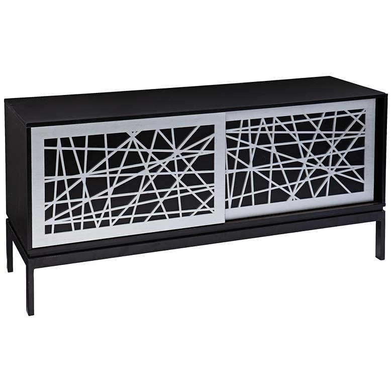 Image 2 Arminta 57" Wide Black Geometric 2-Door Wood Media Cabinet
