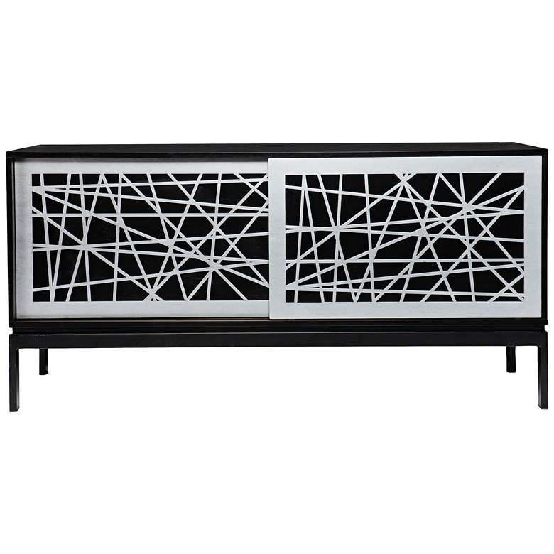 Image 3 Arminta 57 inch Wide Black Geometric 2-Door Wood Media Cabinet more views