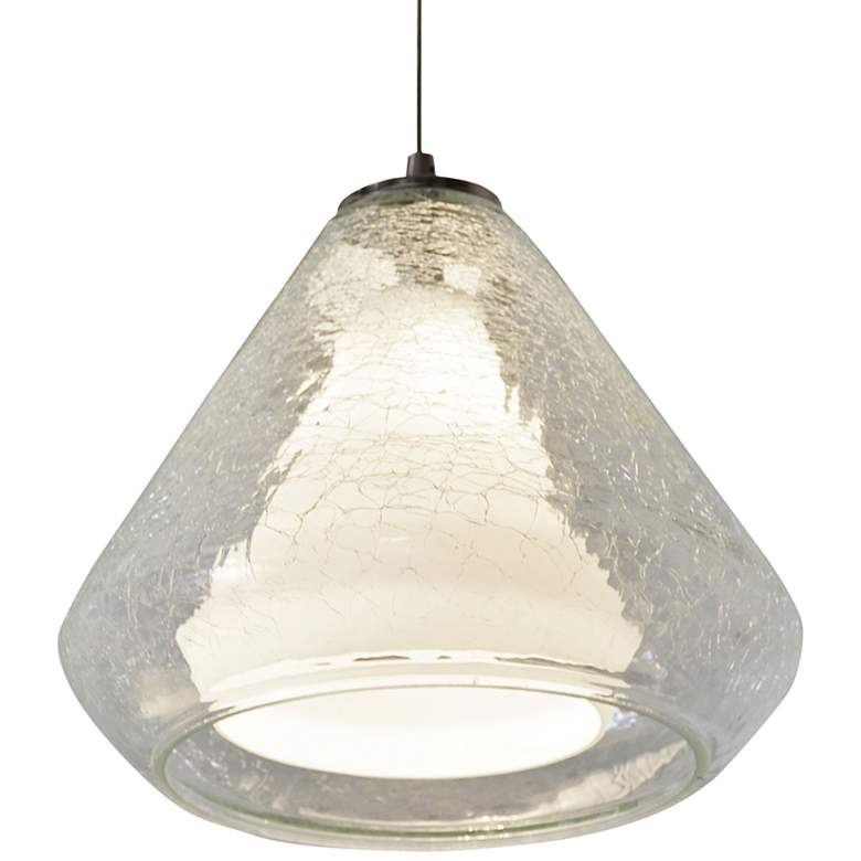 Image 2 Armitage 10 inchW Nickel LED Mini Pendant w/ Clear Crackle Glass