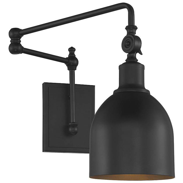 Image 1 Armitage 13 1/2" High Matte Black Adjustable Wall Sconce