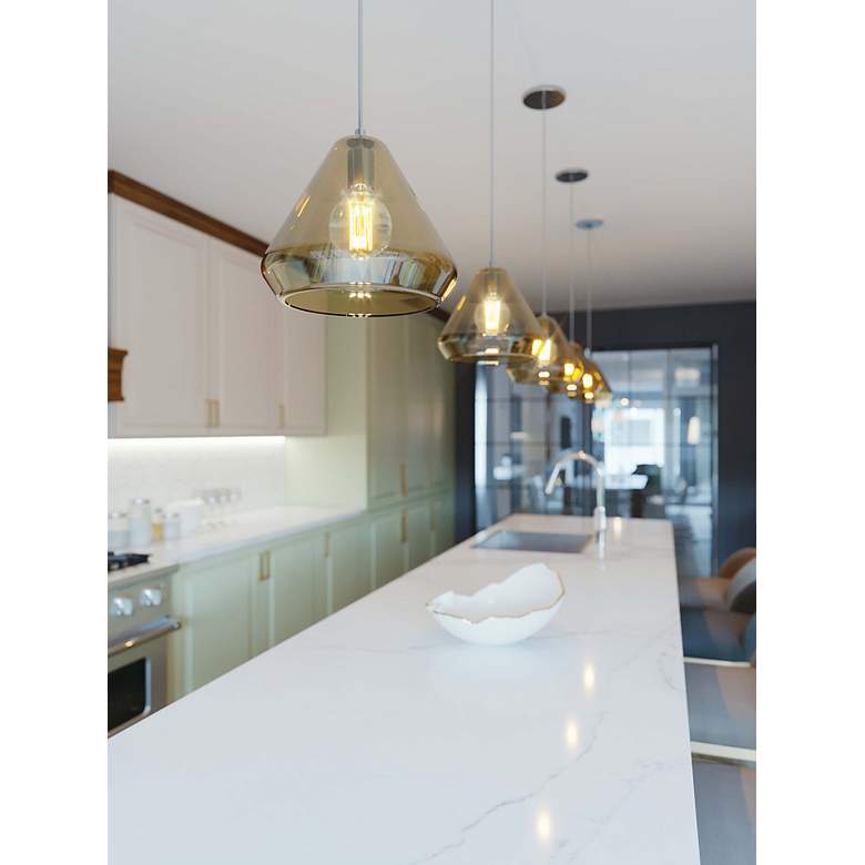 Image 2 Armitage 21 1/4" Wide Satin Nickel and Aqua 3-Light Pendant more views