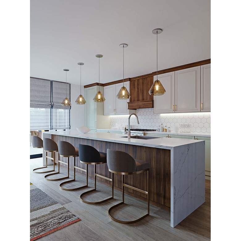 Image 3 Armitage 21 1/4" Wide Satin Nickel and Aqua 3-Light Pendant more views