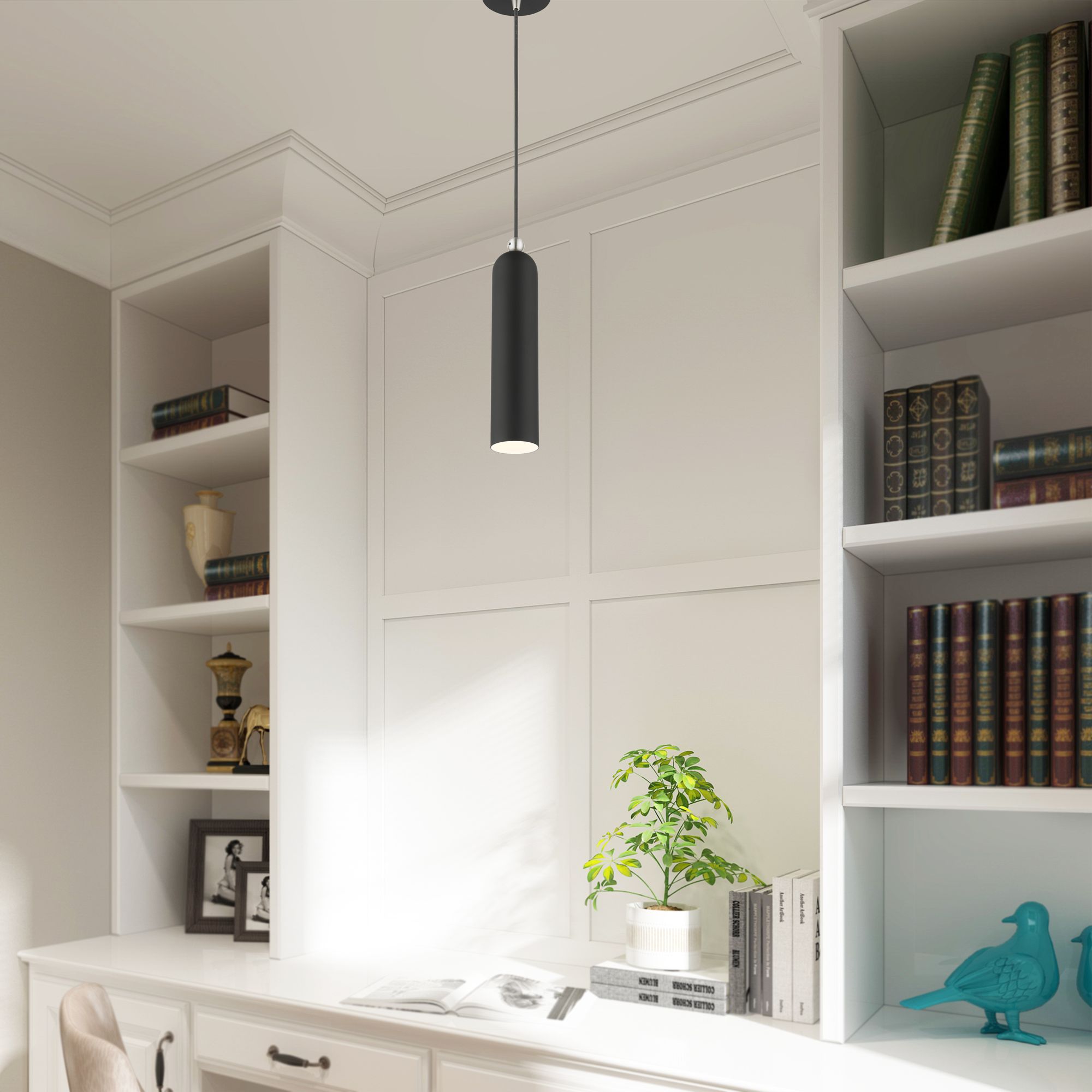 Armored 1 Light Black Pendant