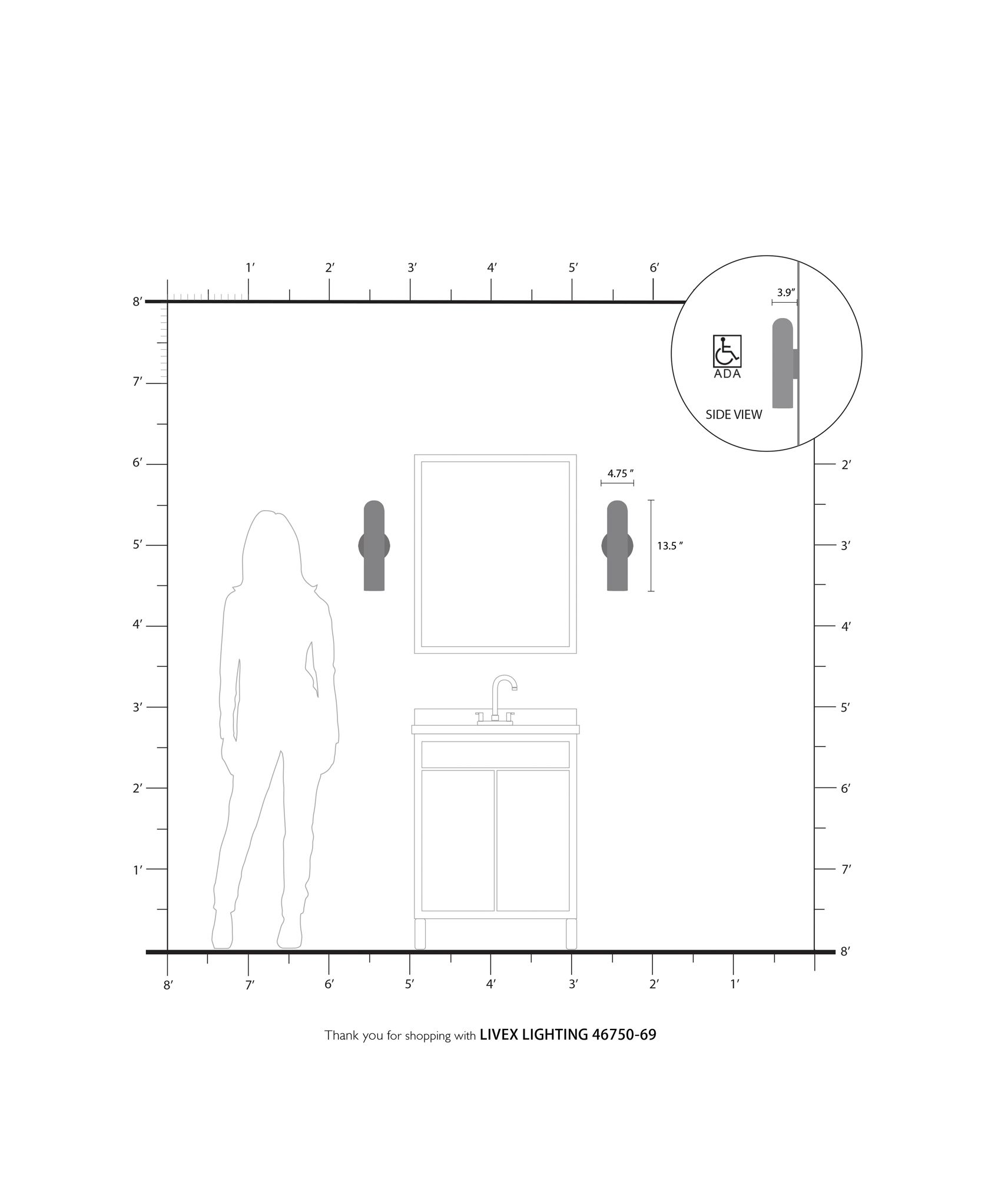 Armored 1 Light Shiny White ADA Single Sconce