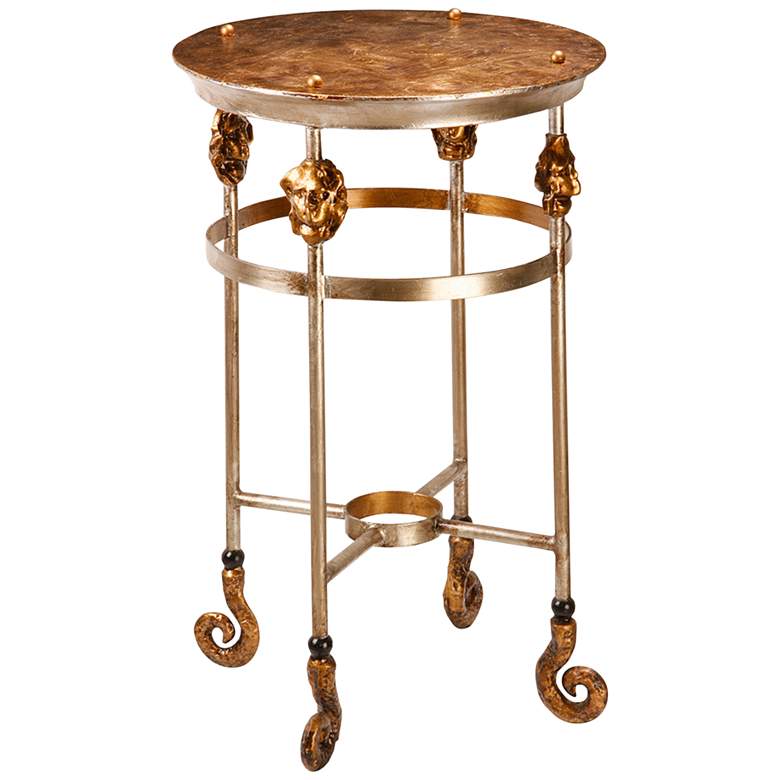 Image 1 Armory 17 inch Wide Silver and Gold Leaf Round Accent Table