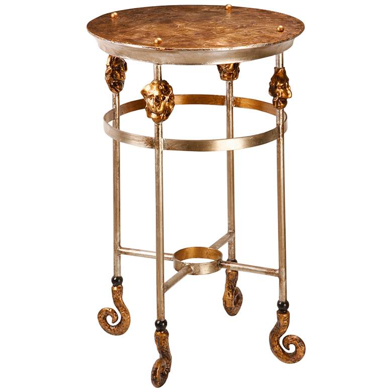 Image 1 Armory 17" Wide Silver and Gold Leaf Round Accent Table