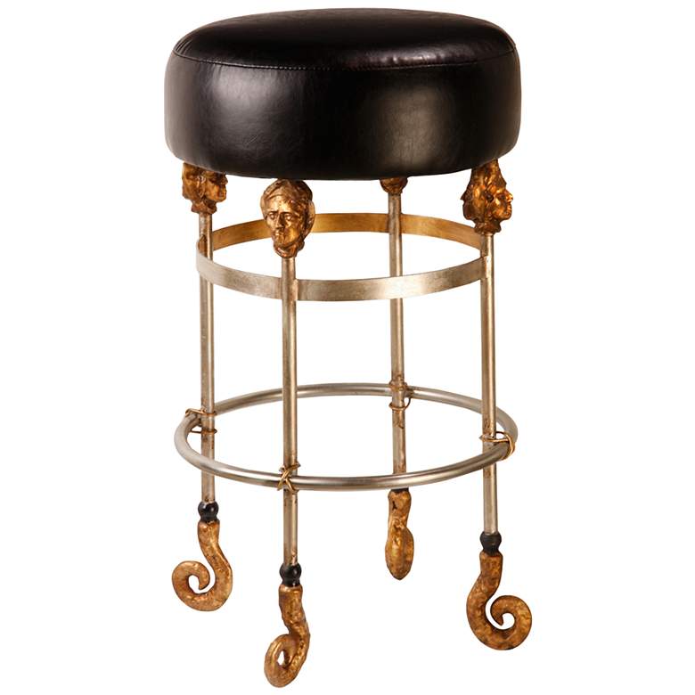 Armory 26 inch Black Leather and Chrome Gold Counter Stool
