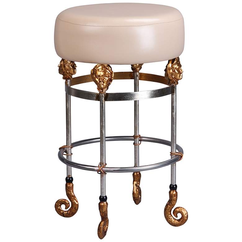 Image 1 Armory 26" Putty Leather and Chrome Gold Counter Stool