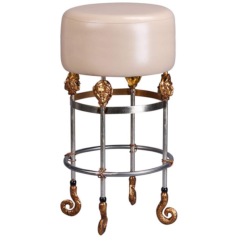 Image 1 Armory 31 inch Putty Leather and Chrome Gold Bar Stool