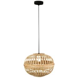 Armsfield - 1-Light Oval Pendant - Brown Finish - Brown Wood Shade