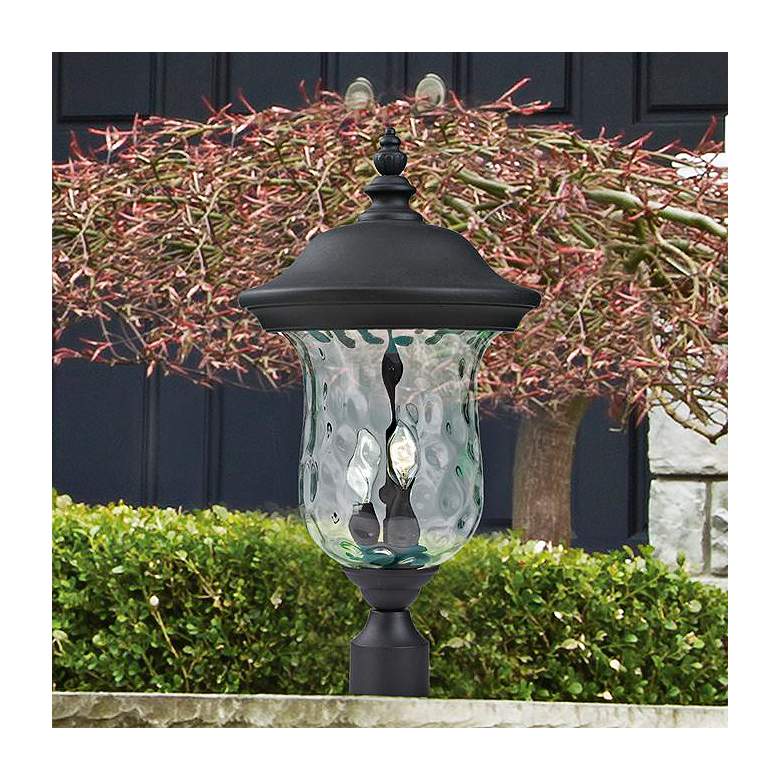 Image 1 Armstrong 23 1/2"H Black and Water Glass Outdoor Post Light