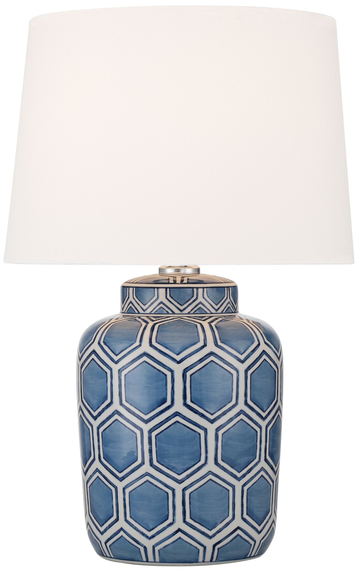 Image 3 Arneson 20" High Blue White Porcelain Traditional Honeycomb Table Lamp