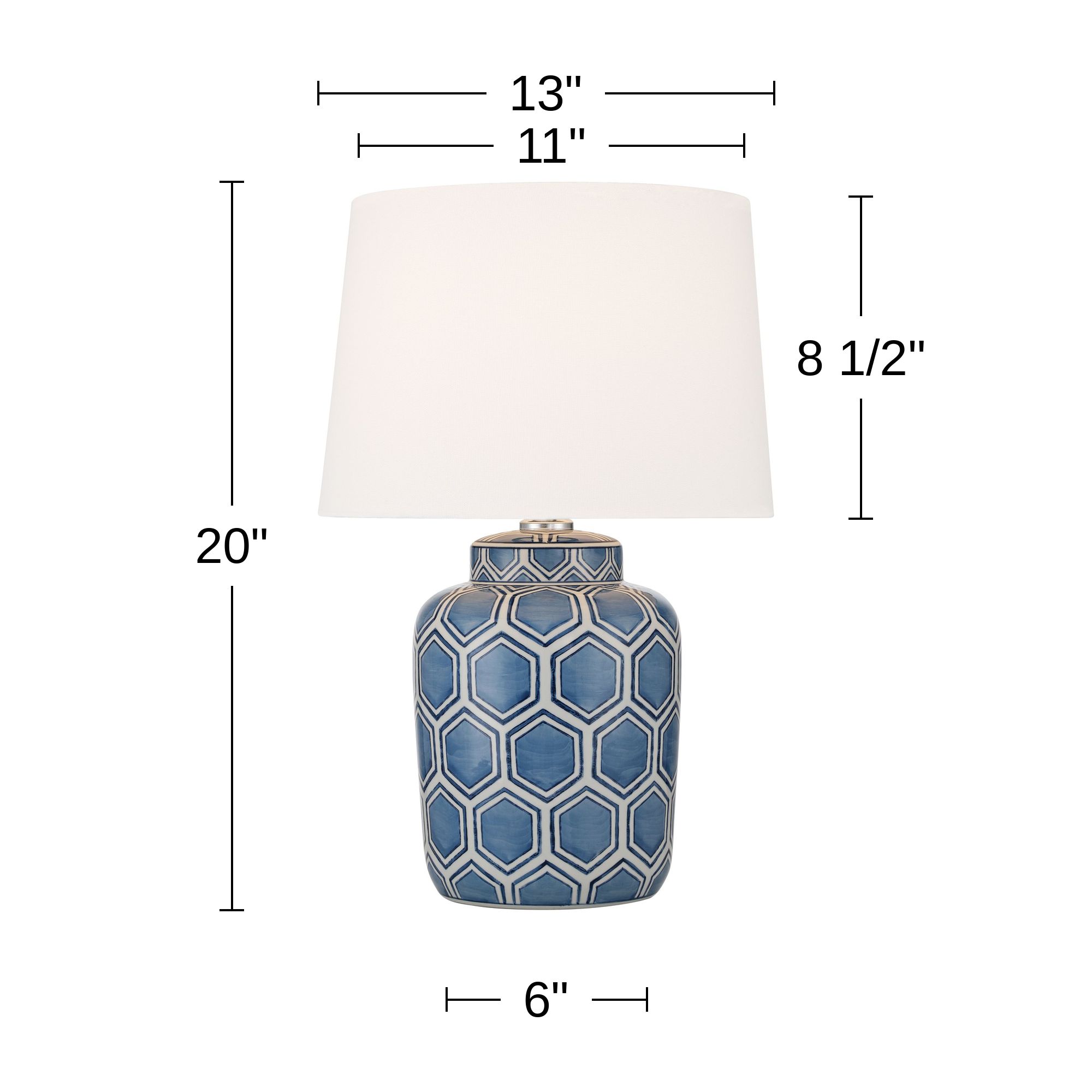 Arneson 20" High Blue White Porcelain Traditional Honeycomb Table Lamp in scene