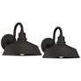 1_Arnett 10 1/2" Textured Black Barn Light Sconces Set of 2