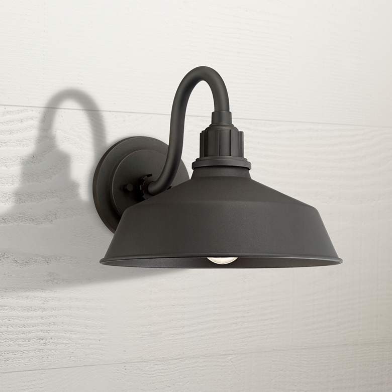 Image 7 Arnett 10 1/2" Textured Black Barn Light Sconces Set of 2 more views