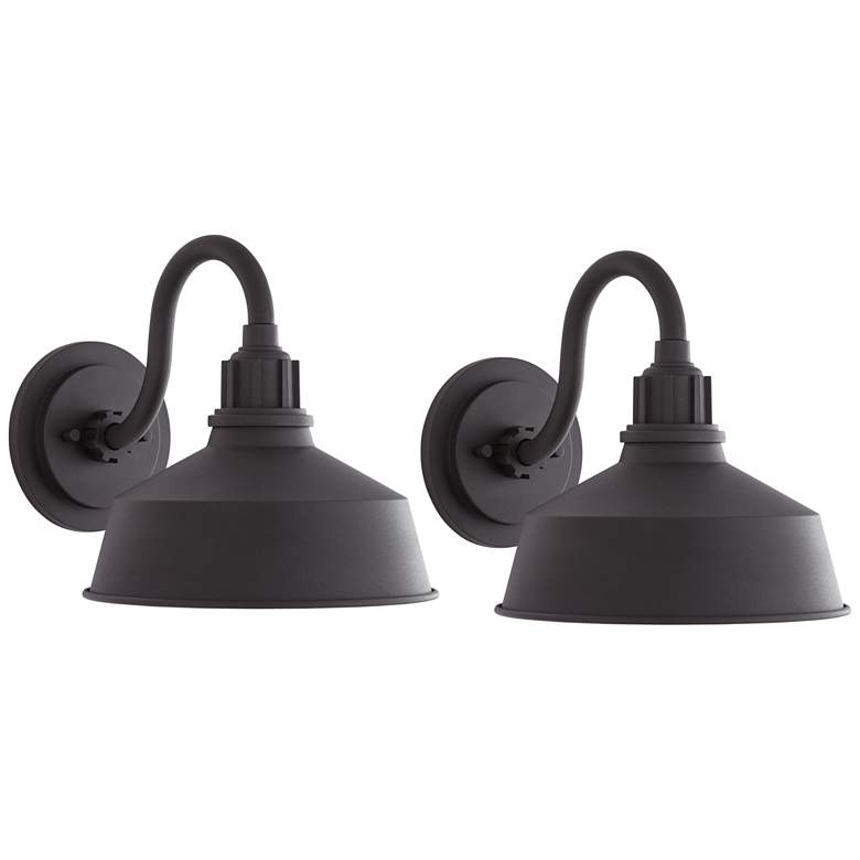 Image 2 Arnett 10 1/2" Textured Black Outdoor Wall Light Set of 2