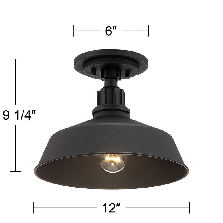 Image 7 Arnett 12" Wide Textured Black Barn Ceiling Light Set of 2 more views