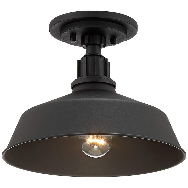 Image 2 Arnett 12" Wide Textured Black Barn Ceiling Light