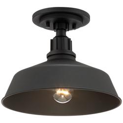 Arnett 12" Wide Textured Black Barn Ceiling Light