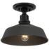 Arnett 12" Wide Textured Black Barn Ceiling Light