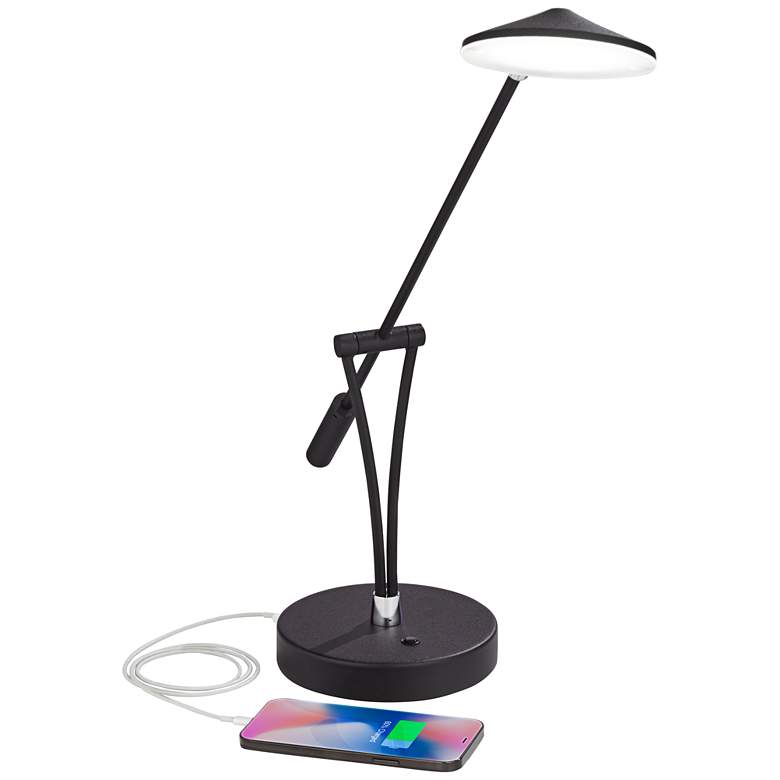 Arnie Satin Black Finish Adjustable Modern LED Desk Lamp with USB Port more views