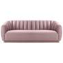 Arno 88 1/2" Wide Blush Velvet Channel Tufted Sofa
