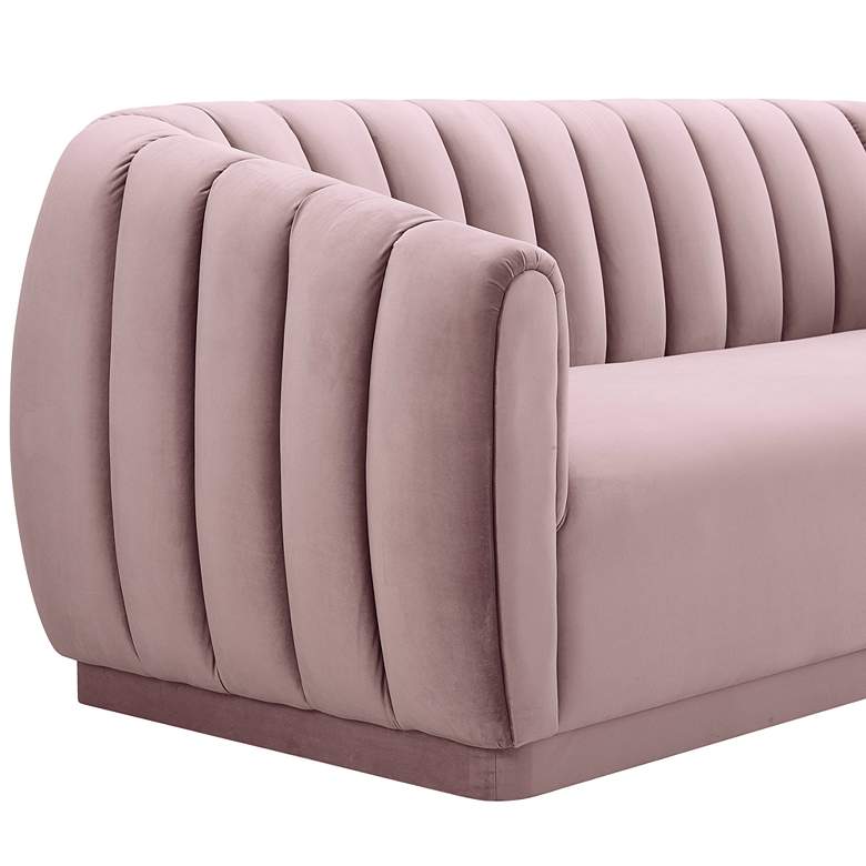 Image 3 Arno 88 1/2 inch Wide Blush Velvet Channel Tufted Sofa more views
