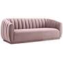Arno 88 1/2" Wide Blush Velvet Channel Tufted Sofa