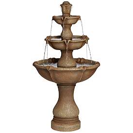 Image2 of Arosco 43" High Sand 3-Tier LED Lighted Outdoor Fountain