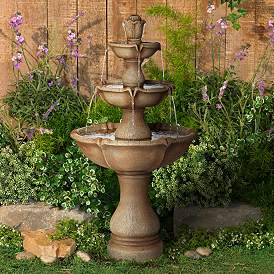 Image1 of Arosco 43" High Sand 3-Tier LED Lighted Outdoor Fountain