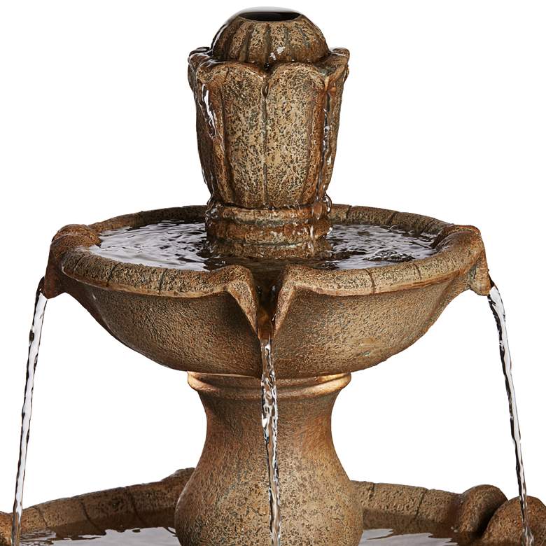 Image 3 Arosco 43" High Sand 3-Tier LED Lighted Outdoor Fountain more views