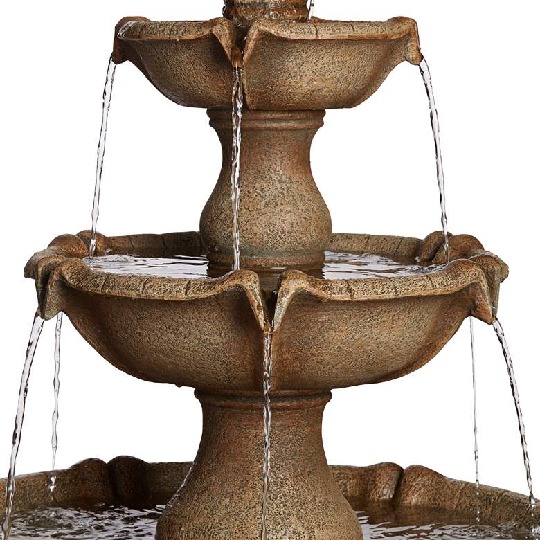 Image 4 Arosco 43" High Sand 3-Tier LED Lighted Outdoor Fountain more views