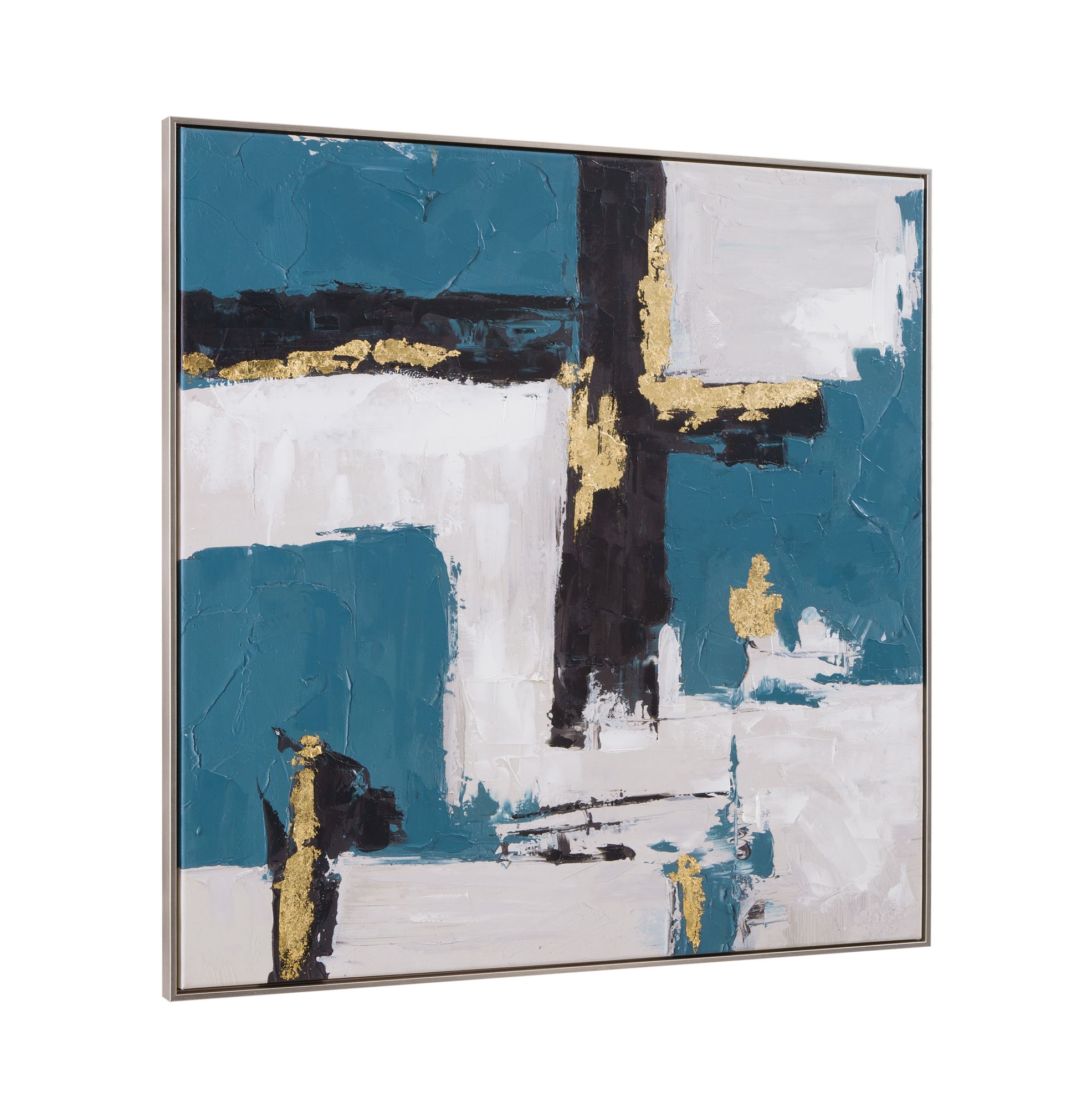 Image 2 Around About 40"L x 40"H Silver Framed Canvas more views
