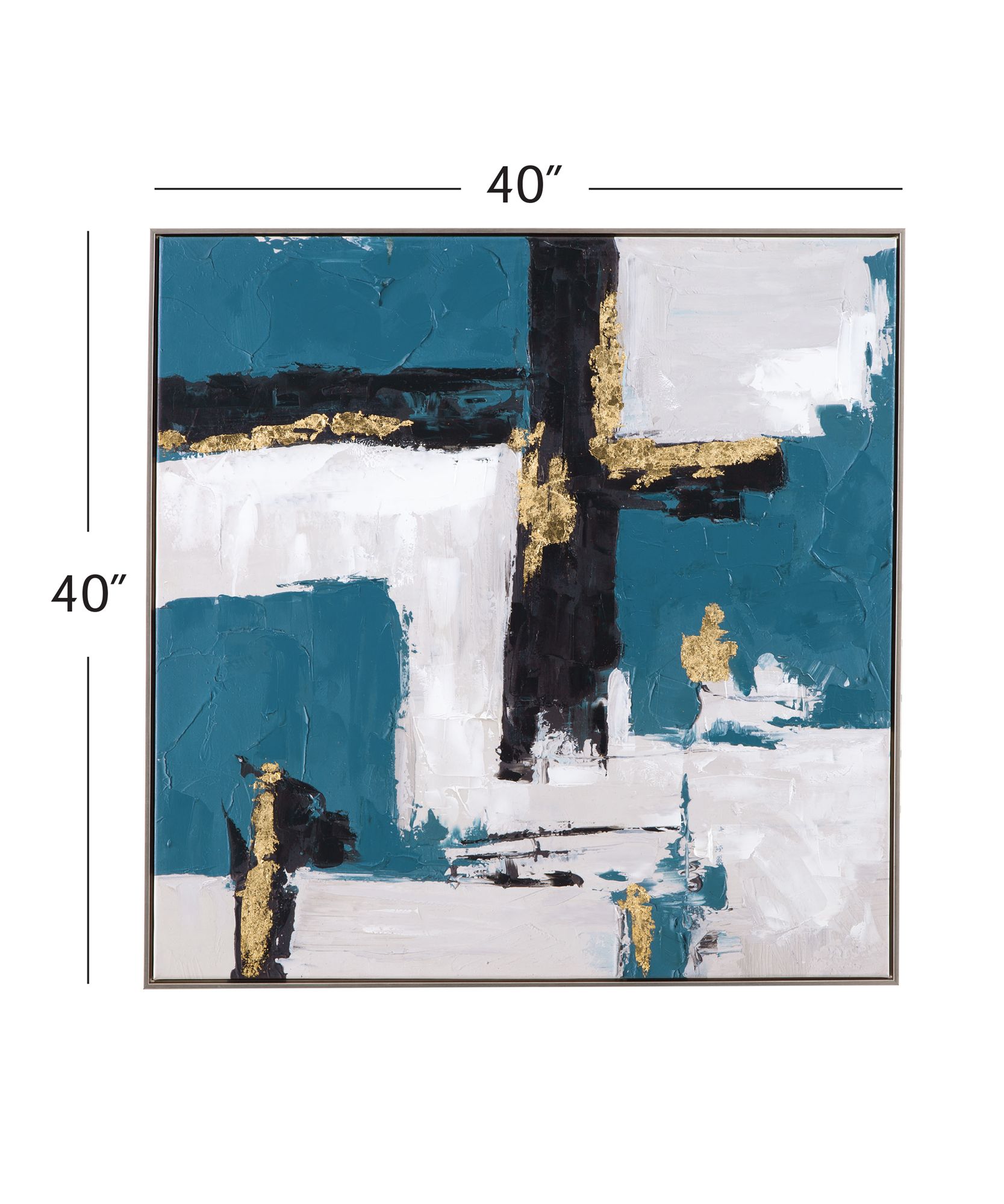 Image 4 Around About 40"L x 40"H Silver Framed Canvas more views