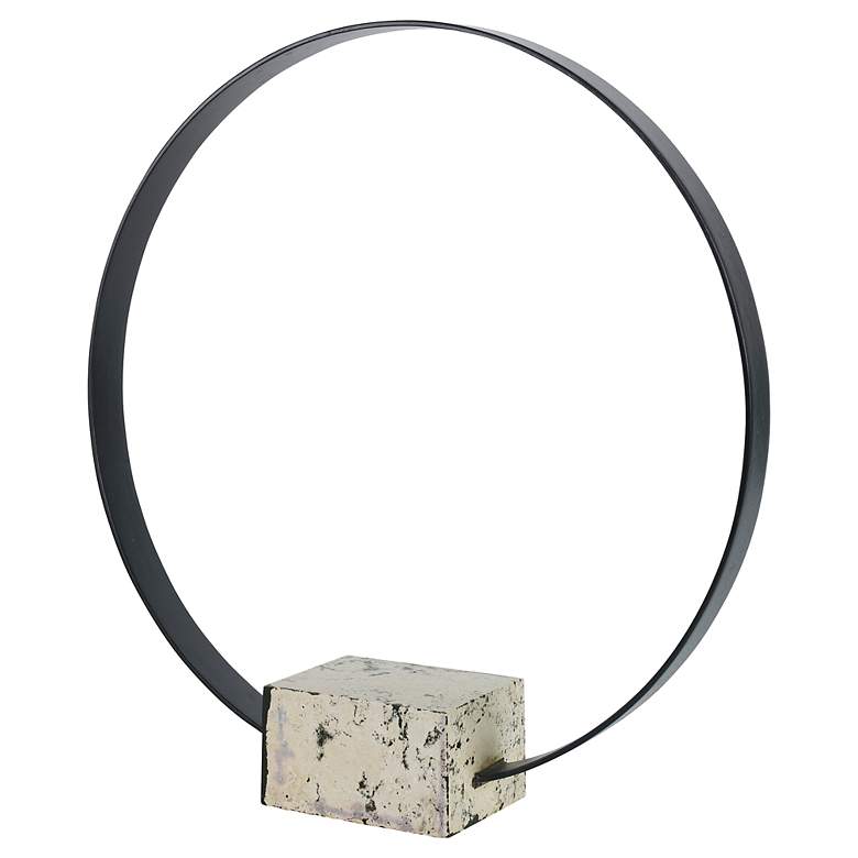 Image 2 Around Again 19" High Brushed Satin Black Circular Sculpture