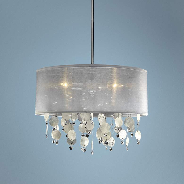 Image 1 Around Town Capiz Shell 15" Wide Pendant Chandelier