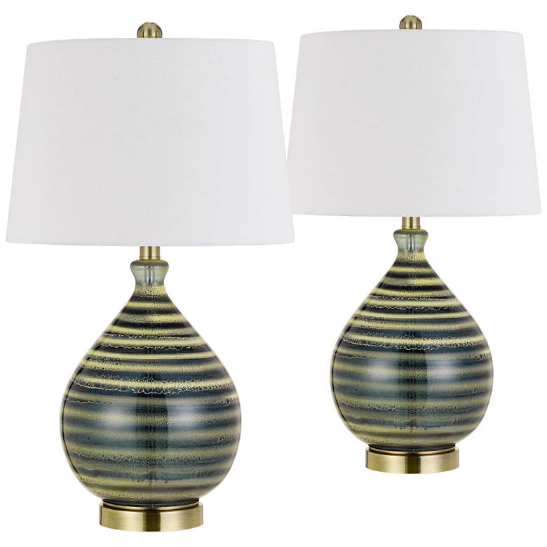 Image 1 Arpino Crackle Swirl Glass Jar Table Lamps Set of 2
