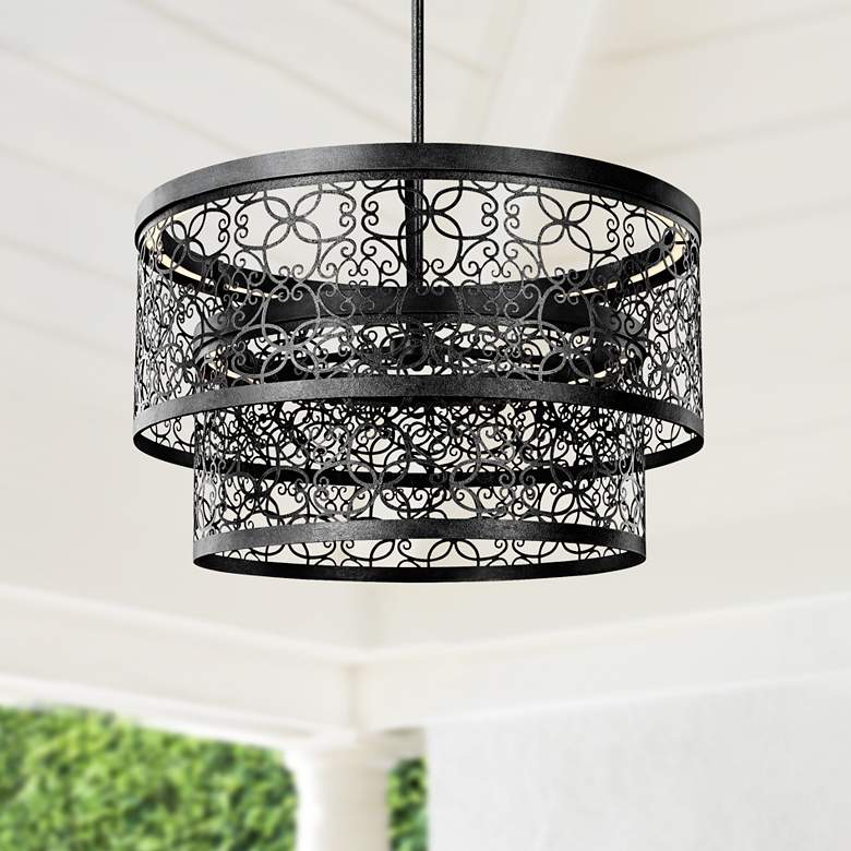 Image 1 Arramore 24" Wide LED Dark Zinc Outdoor Hanging Light