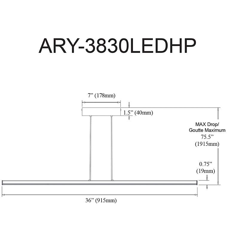 Image 5 Array 36" Wide Horizontal Matte Black 30W LED Pendant more views