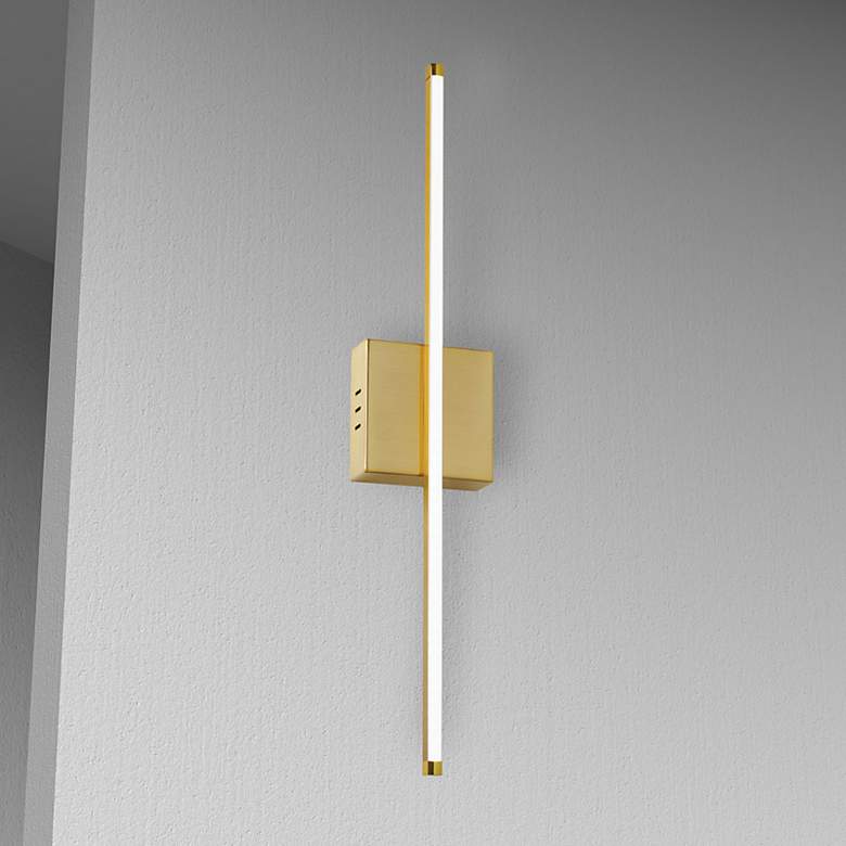 Image 1 Array 4.5" High Aged Brass 19W Vertical LED Wall Sconce