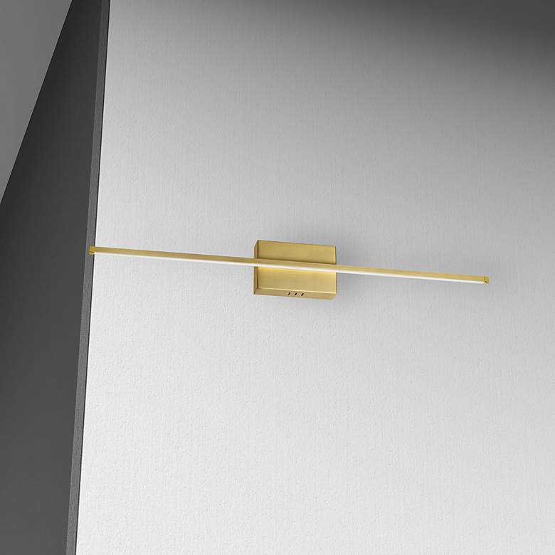 Image 2 Array 4.5" High Aged Brass 30W Horizontal LED Wall Sconce more views