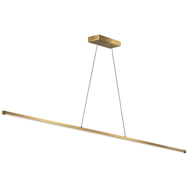 Image 2 Array 48" Wide Aged Brass LED Linear Pendant Light