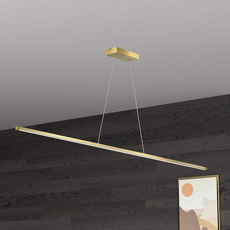 Image 1 Array 48 inch Wide Horizontal Aged Brass 30W LED Pendant