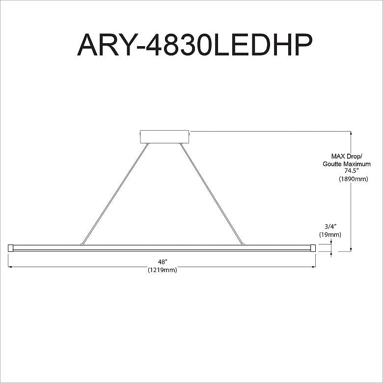 Image 3 Array 48" Wide Horizontal Polished Chrome 30W LED Pendant more views