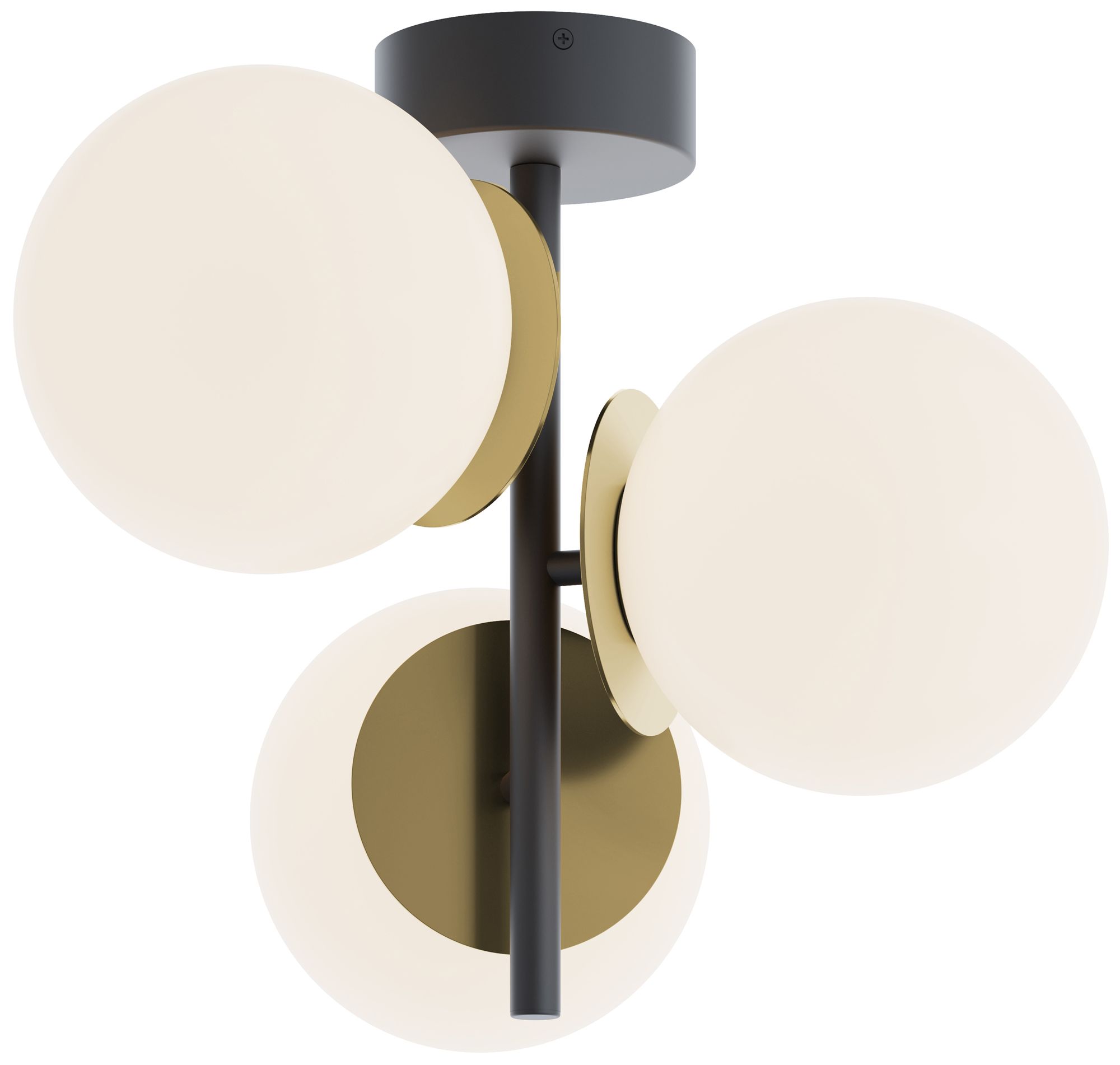 Image 3 Arren 17"W 3-Light Black Antique Brass LED Semi-Flush Mount more views