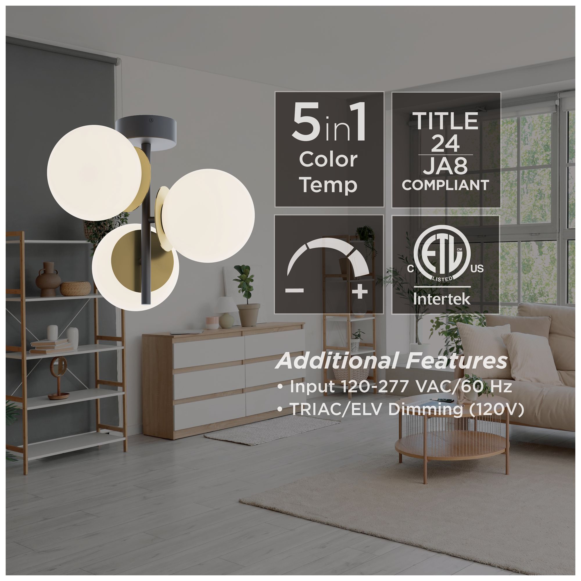 Image 7 Arren 17"W 3-Light Black Antique Brass LED Semi-Flush Mount more views